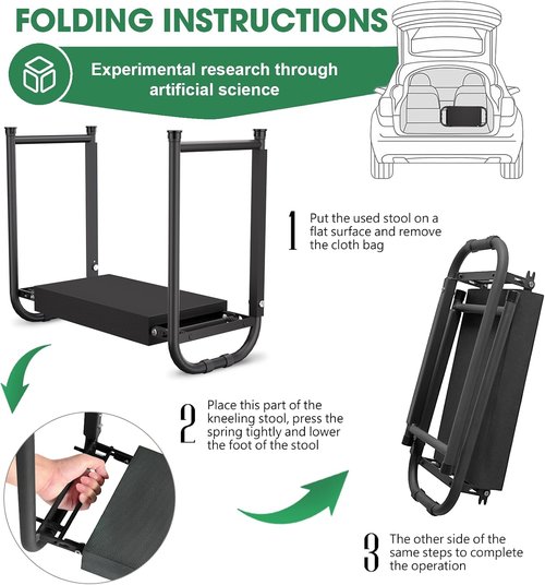 Heavy Duty Garden Kneeler & Seat by [Brand Name] - 400lbs Capacity, Ergonomic Design, Extra Thick Pad & Tool Organizer | Dark Black