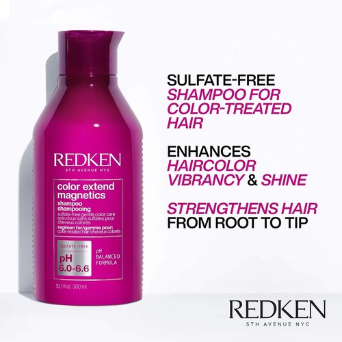 Redken Color Extend Magnetics Shampoo - Sulfate-Free Formula for Color-Treated Hair, Gently Cleanses & Protects
