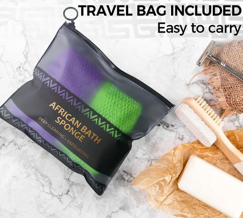 African Net Sponge Authentic - 2 Pieces Real African Loofah Shower Sponges - Body Scrubber Exfoliating Washcloth - Africa Bath Sponges for Back Scrubber Shower Accessories