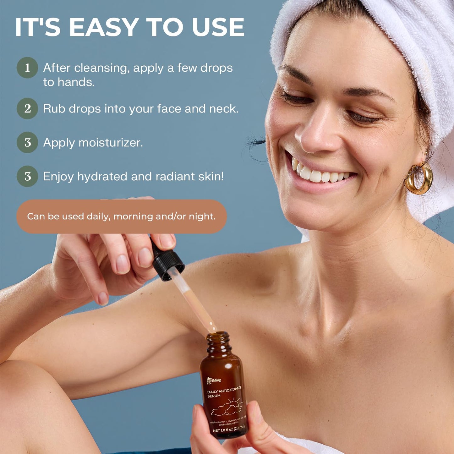 The Earthling Co. Antioxidant Serum - Brightens & Evens Skin Tone with Vitamin C & Hyaluronic Acid | 1.0 fl oz