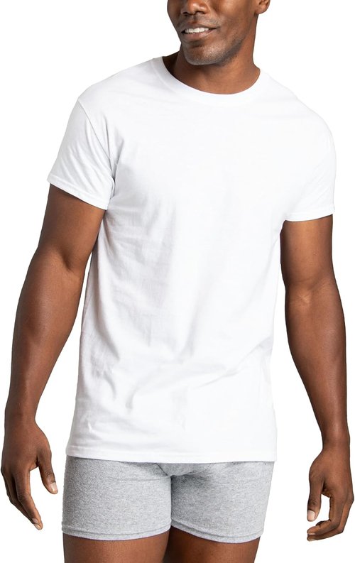 Fruit of The Loom Men's Crew Tee Undershirts - Moisture Wicking & Tag-Free | Big & Tall Sizes Available
