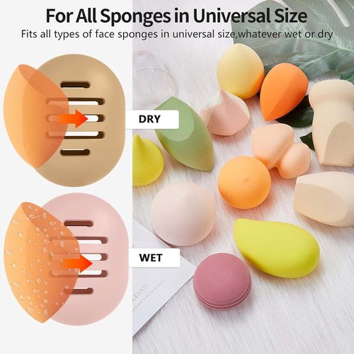 Fauxomor Makeup Sponge Holder - Double-Sided Vented Silicone Case for Travel | Shatterproof & Easy Carry - Rose Red