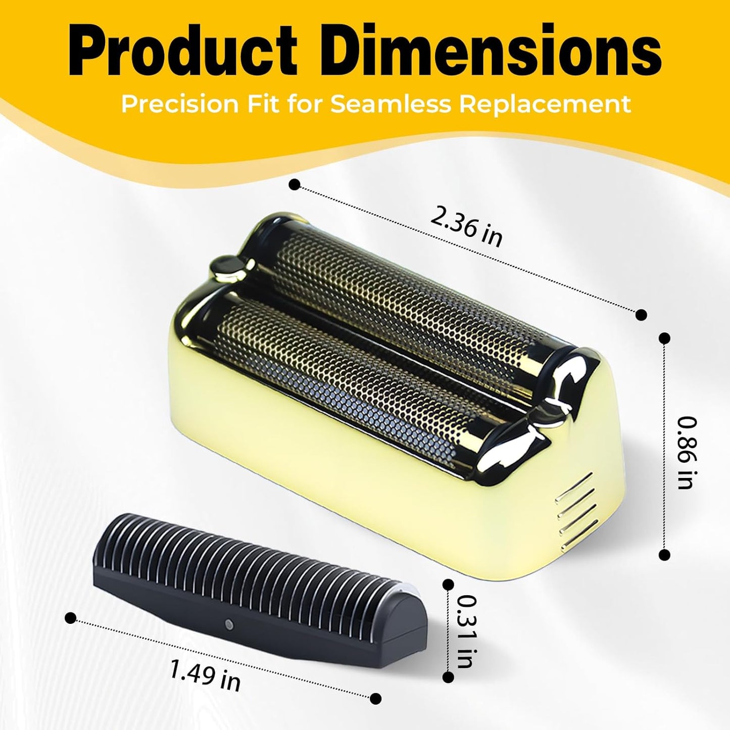 BaBylissPRO FXONE Replacement Shaver Foil & Cutter Heads - 2-Pack Double Foil (Gold)