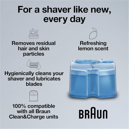 Braun Clean & Renew Refill Cartridges - Replacement Shaver Cleaner Liquid Solution | Pack of 4