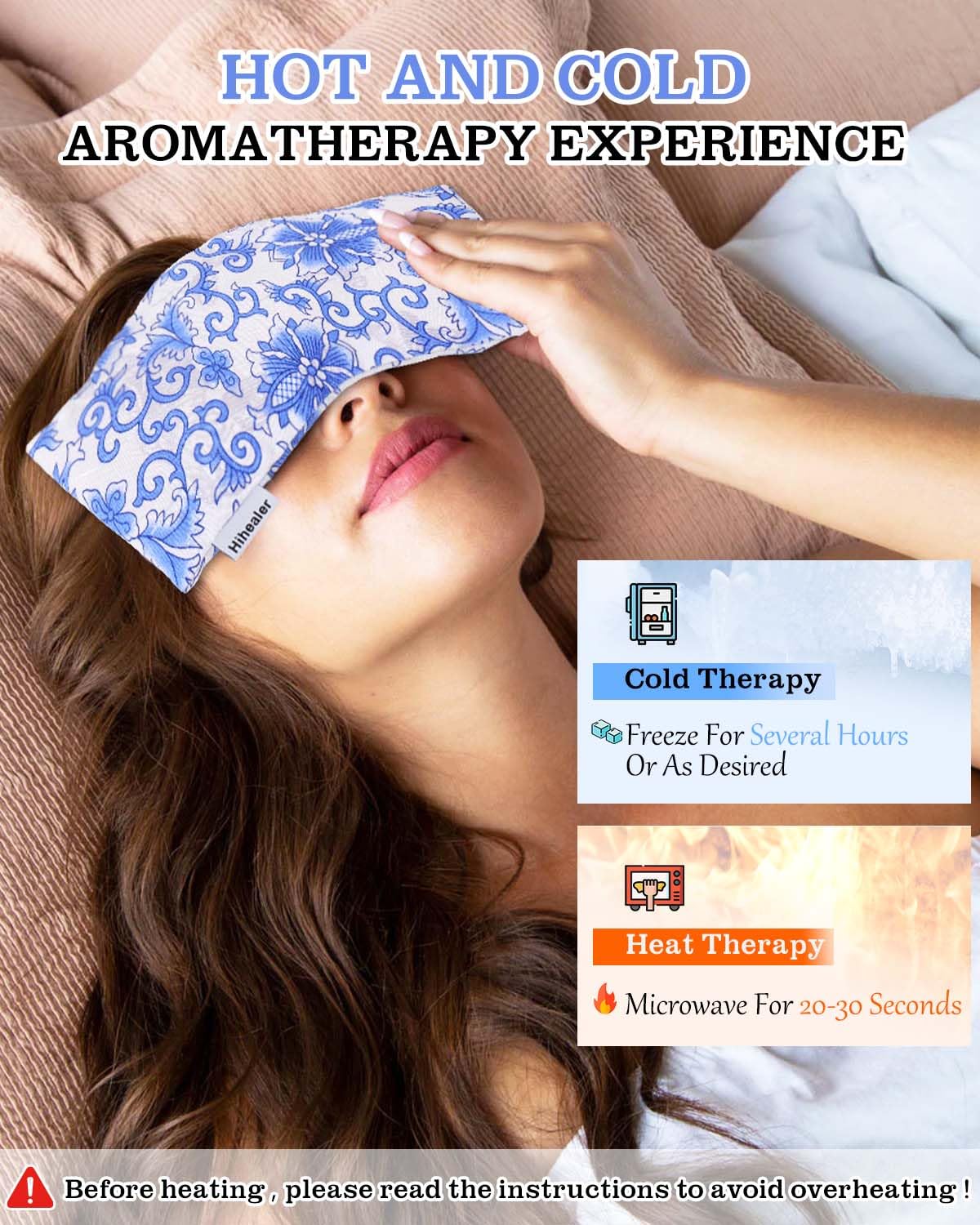 Lavender Eye Mask for Sleeping - Weighted Eye Pillow Heated for Headache, Sinus, Dry Eyes Relief, Moist Heat Eye Compress for Yoga, Meditation - Relaxation Gifts for Women