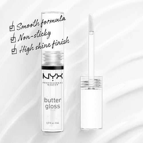 NYX PROFESSIONAL MAKEUP Butter Gloss - Non-Sticky Clear Lip Gloss in Sugar Glass, 0.27 oz