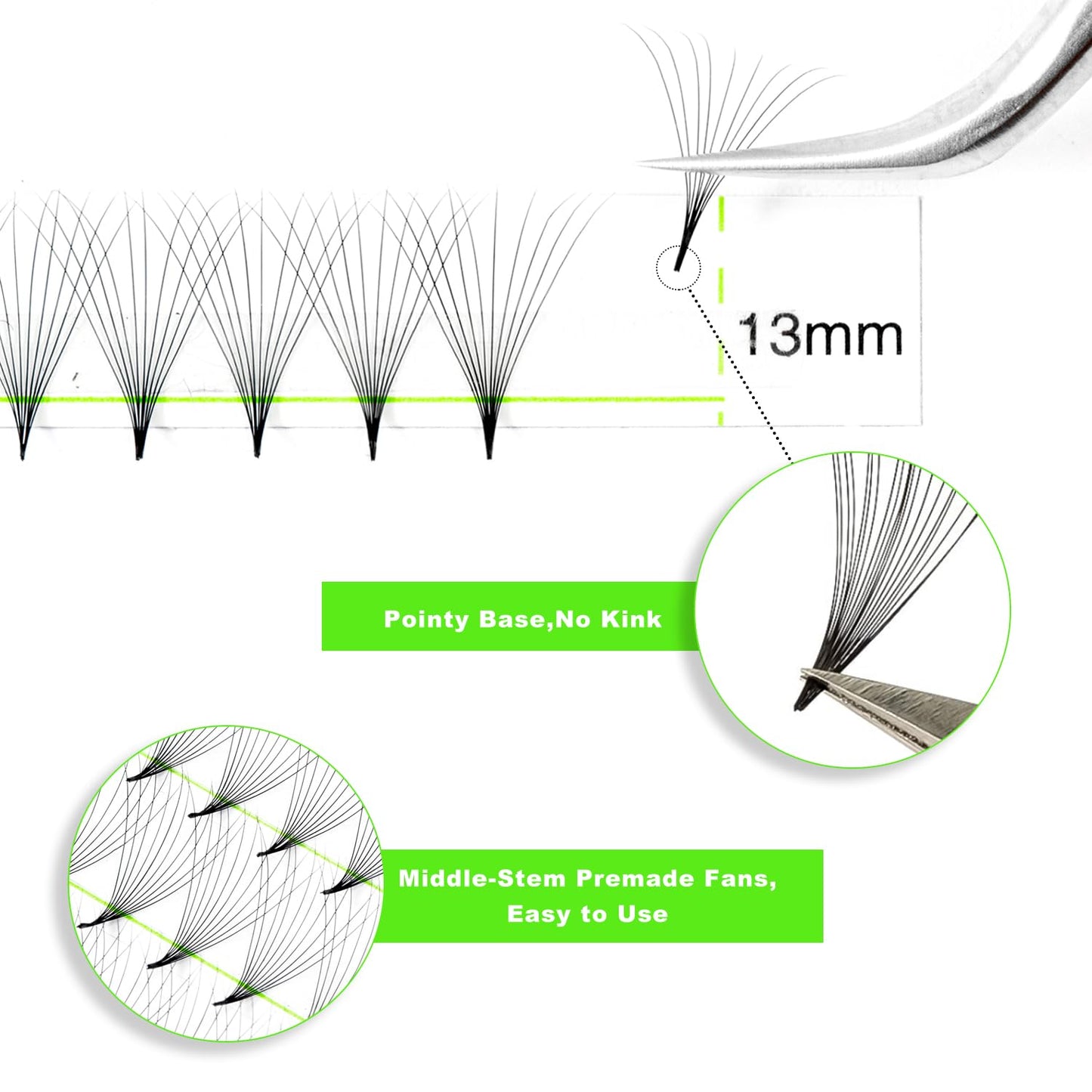 500 Premade Fans Eyelash Extensions 8D 8-15mm Mixed Length Promade Lash Fans C/D Curl Premade Fans Pointed Thin Base Handmade Volume Premade Lash Extensions Fans(8D,0.07-D-8-15MM)