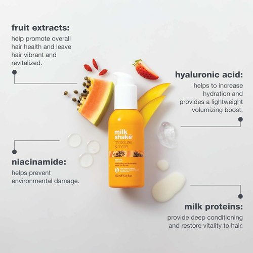 Milk_Shake Moisture & More Serum - Hydrating Leave-In Treatment for Dry Hair | With Milk Proteins & Hyaluronic Acid | 3.4 Fl Oz