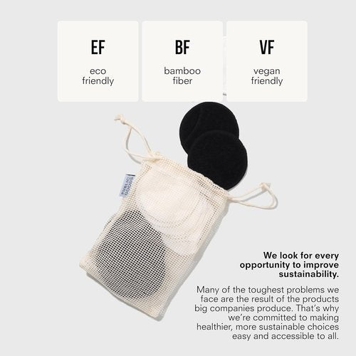 Public Goods Reusable Bamboo Cleansing Rounds - 14 Count Makeup Remover Pads with Cotton Mesh Bag | Eco-Friendly Vegan Skincare Essential
