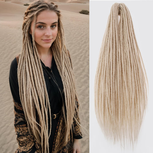 30 Inch Dreadlocks Extensions Blonde Dreads Locs Crochet Hair for Women 20 Strands Handmade Soft locs crochet hair braids Synthetic thin 0.6cm Hippie Double Ended Dreadlocks(30,#613)