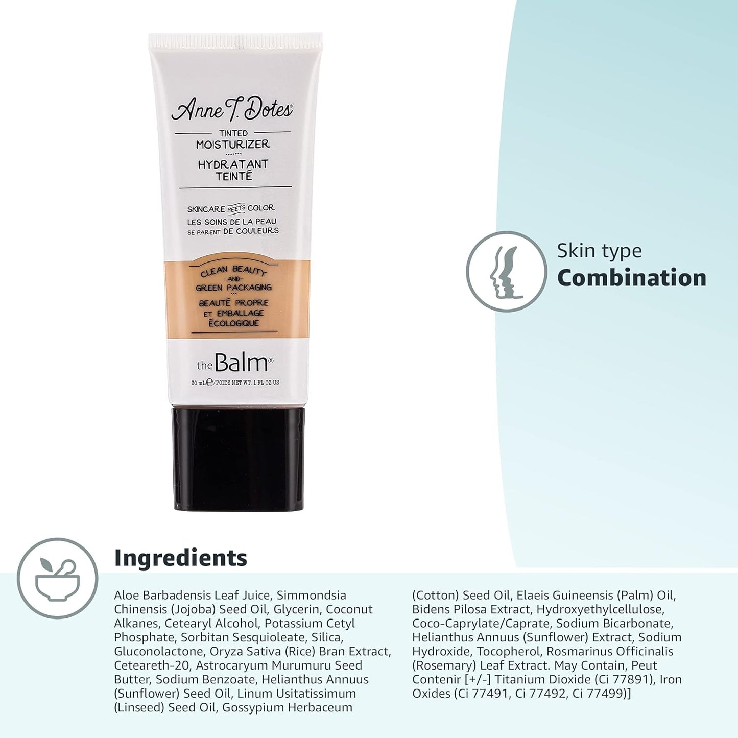 theBalm Anne T. Dotes Tinted Moisturizer - Medium Skin Shade, 1 Fl Oz | Flawless Finish & Hydration