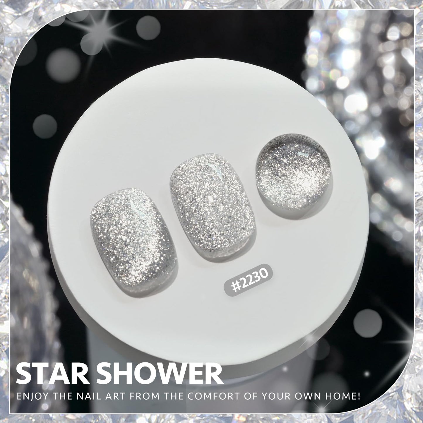 GAOY Platinum Cat Eye Gel Nail Polish, 16ml Silver Glitter Holographic Nail Polish with Magnet, Reflective Translucent UV Gel, 2230 Star Shower