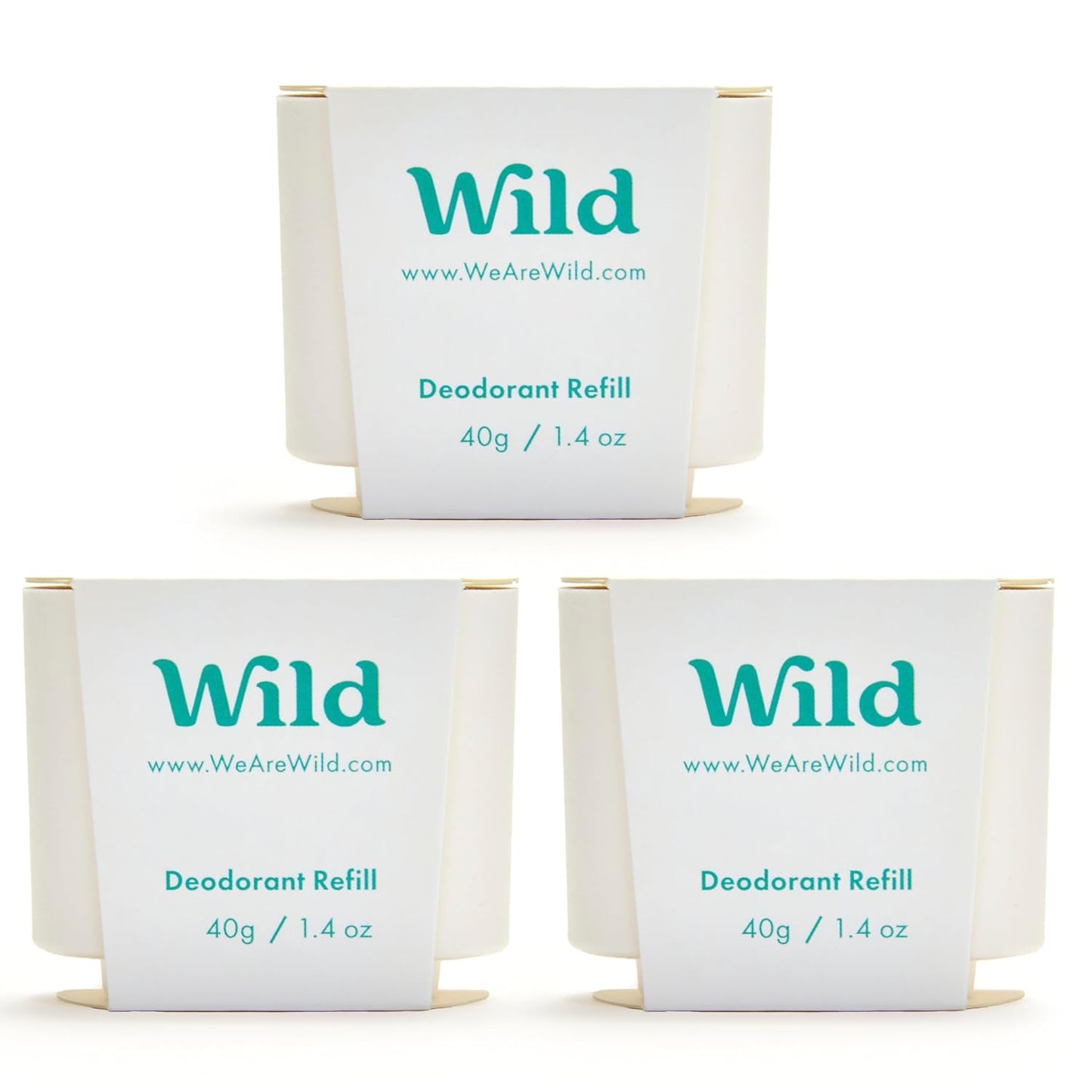 Wild Aluminum Free Refillable Deodorant - Fresh Cotton & Sea Salt Trio Pack - 98% Natural Ingredients | Vegan Friendly