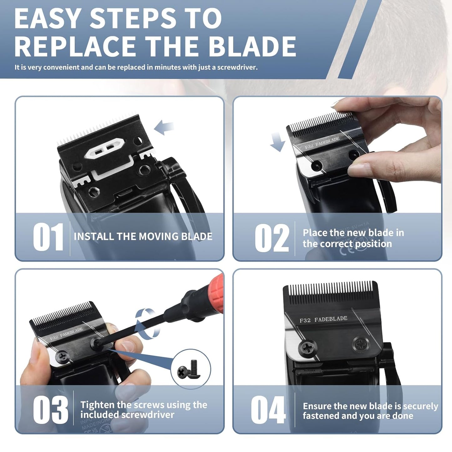 Wahl F32 Professional Fadeout Blade - High Precision Zero Adjustable Replacement Blade (1 Pack)