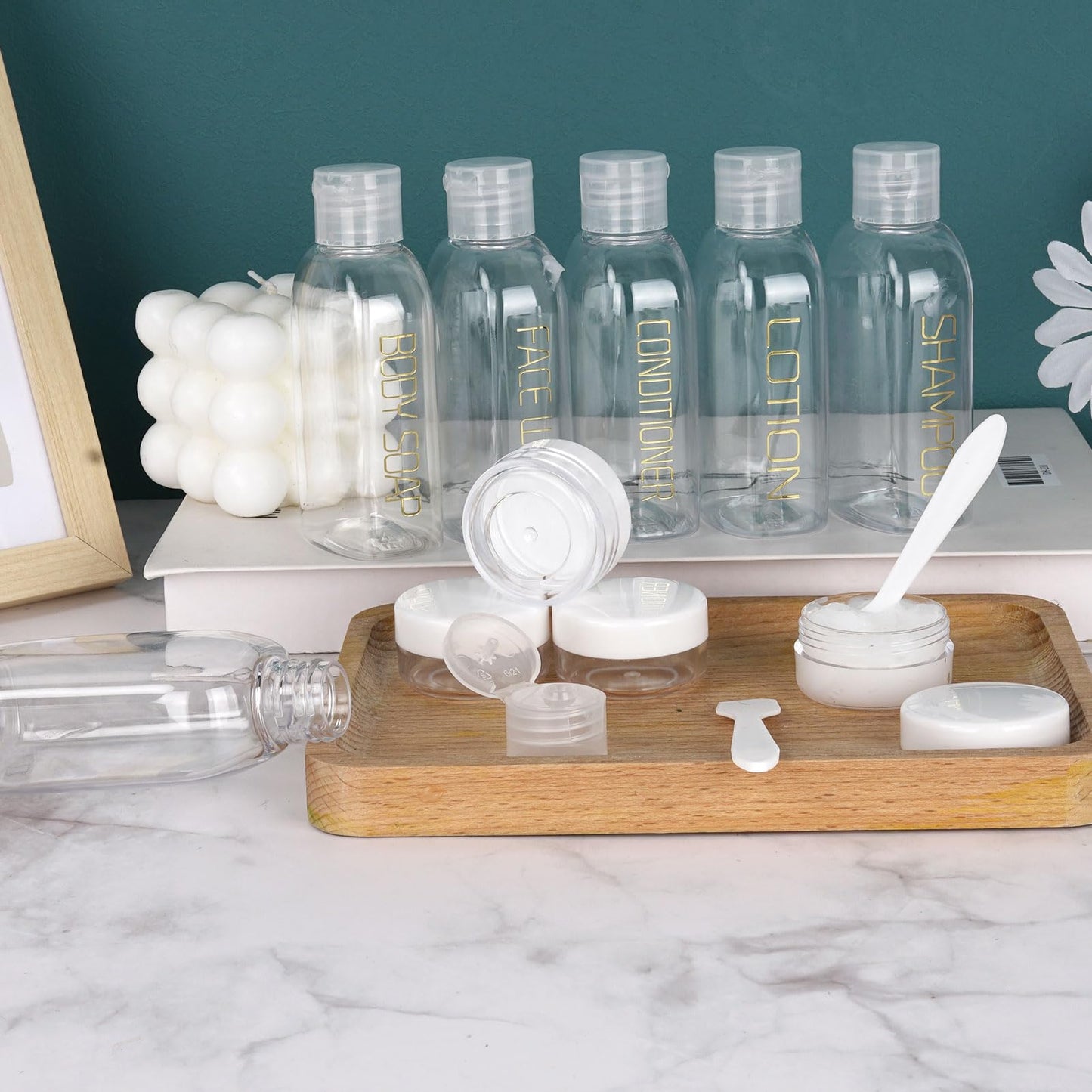 Cosywell Travel Bottles for Toiletries 10PCS Travel Shampoo and Conditioner Bottles TSA Approved Travel Size Containers Leakproof Plastic Cream Jars Refillable Cream Lotion Travel Essential Toiletrie