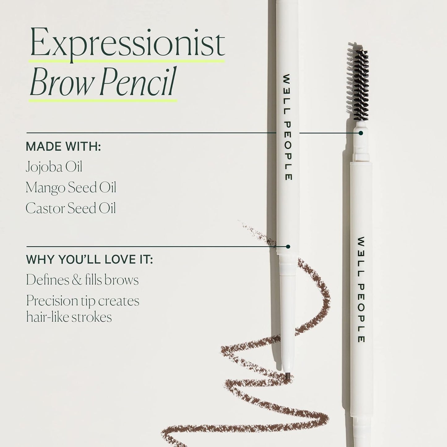 Well People Expressionist Brow Pencil - Defining Brow Pencil for Natural Finish | Ultra-Fine Tip, Vegan, Soft Black