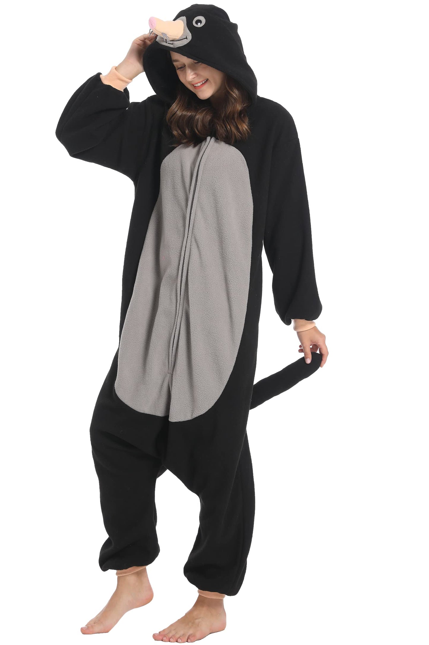 DarkCom Adult Cosplay Tapir Onesie Christmas Pajamas Animal Homewear Polar Fleece Sleepwear for Women Men Medium