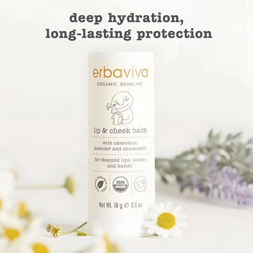 Erbaviva Organic Lip & Cheek Balm - Moisturizing Stick for Baby & Adults | USDA Organic, Shea Butter & Calendula
