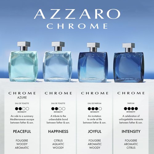 Azzaro Chrome Eau de Toilette — Mens Cologne — Citrus, Aquatic & Woody Fragrance, 1.0 Fl Oz
