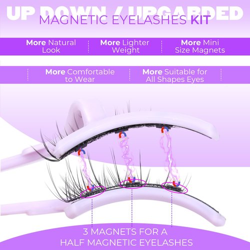 JIMIRE Magnetic Eyelashes Natural Look Soft Magnetic Half Lashes Reusable Comfortable Magnetic Half Eyelashes with Applicator No Glue No Eyeliner Needed Wispy Cat Eye Magnetic Lashes