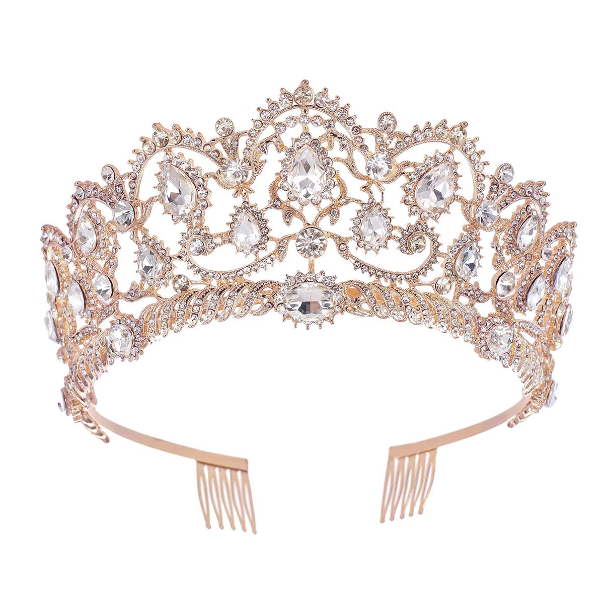 SNOWH Wedding Tiaras and Crowns - Rhinestone Bridal Crown Princess Tiara - Jewelry Headpieces with Comb for Women and Girls, Rose Gold