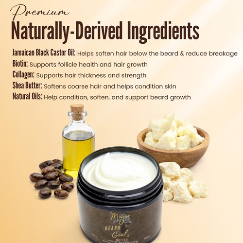 Beard Butter for Men - Hydrating Leave-In Softener for Mustache & Beard Care | Jamaican Black Castor Oil, Biotin, Collagen & Shea Butter - 4oz