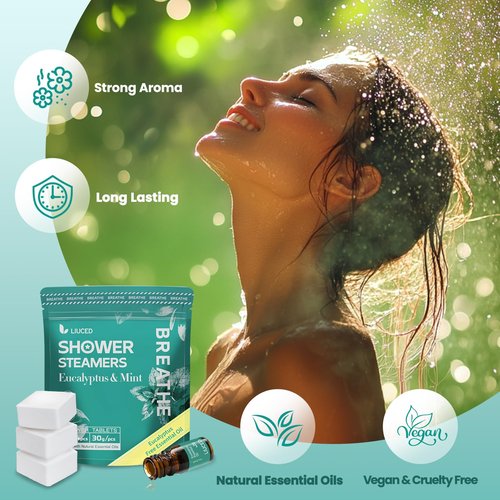 14+1 Shower Steamers - 14 Pack Eucalyptus & Mint Shower Bombs Aromatherapy and 5ml Natural Eucalyptus Essential Oils, Eucalyptus for Shower, Sinus Relief, Mothers Day Gifts for Mom Wife