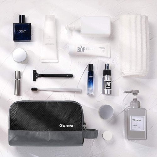 Gonex Travel Toiletry Bag - Durable Nylon Shaving Organizer in Classic Black
