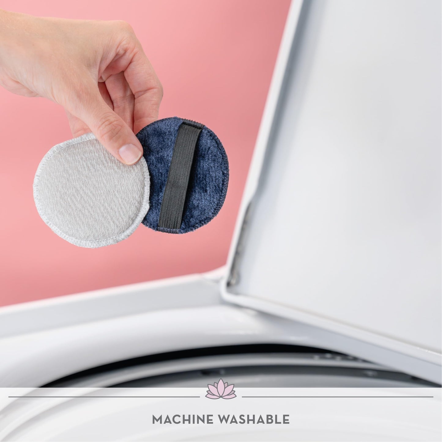 S&T INC. Gentle Face Scrubbers, Dual Sided Face Exfoliators with Elastic Strap, 3.3 Inch Diameter, 2 Pack, Navy/Grey