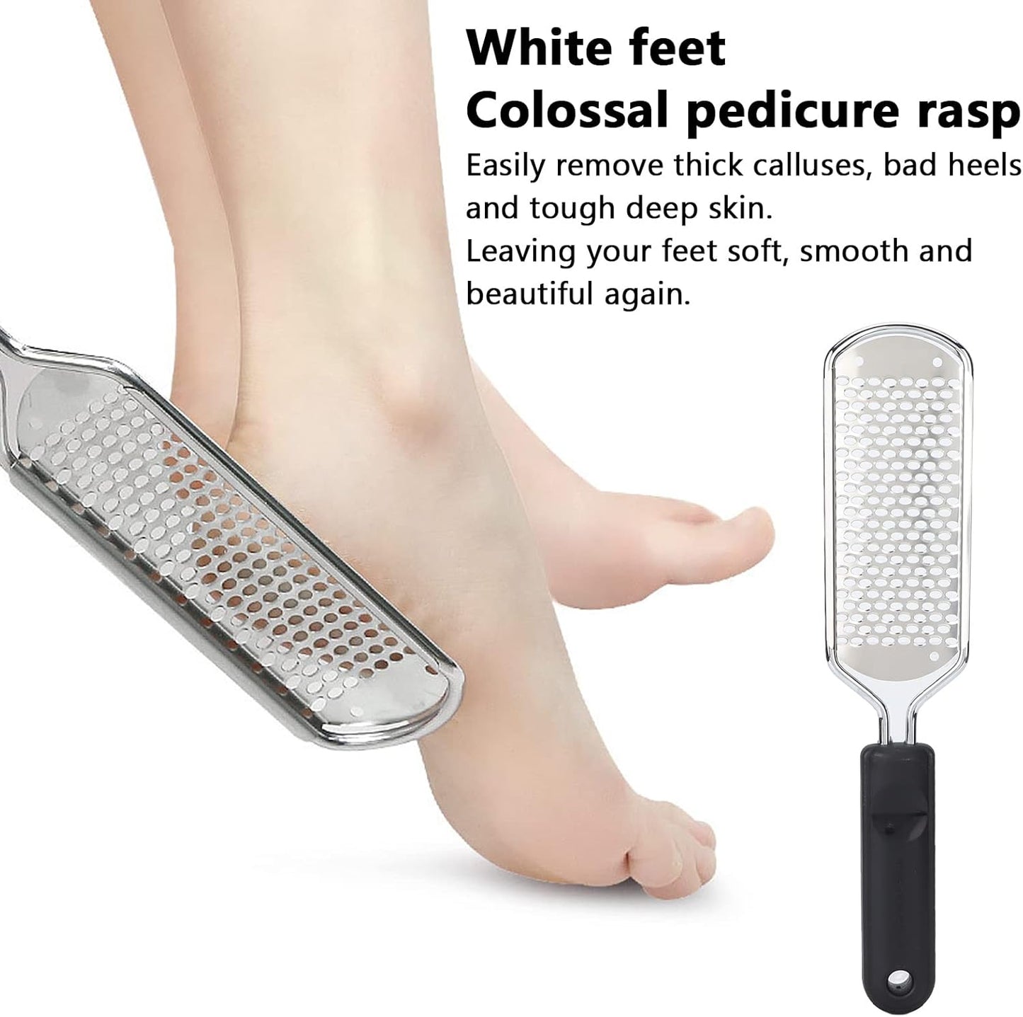 Skiennix Colossal Pedicure Rasp Foot File - Professional Stainless Steel Hard Skin Remover | Detachable Design for Wet & Dry Use