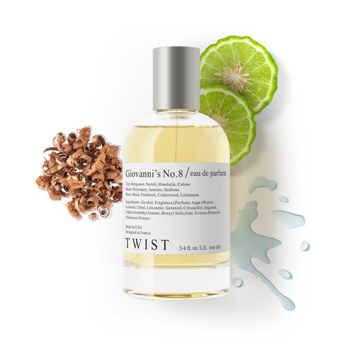 Twist - G.iovanni’s No. 8 - Eau De Parfum Inspired by Acqua D. G. Long-Lasting Perfume For Men, Marine & Citrus, Vegan, Clean Ingredients, Fragrance - Spray 100 ml | 3.4 fl. oz.