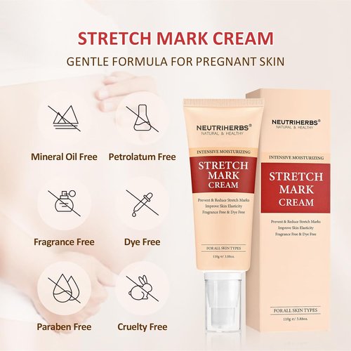 Neutriherbs Stretch Mark Cream - Nourishing Skin Care for Pregnancy & Weight Fluctuations | 3.88 Oz