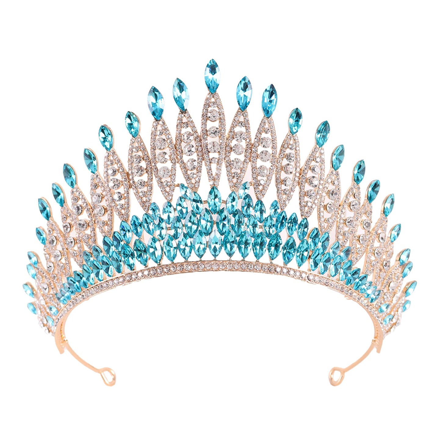 FASNAHOK Luxury Tall Crowns for Women Birthday Party Tiaras Prom Queen Wedding Bridal Large Headpiece with Rhinestone Crystal (Light Blue)