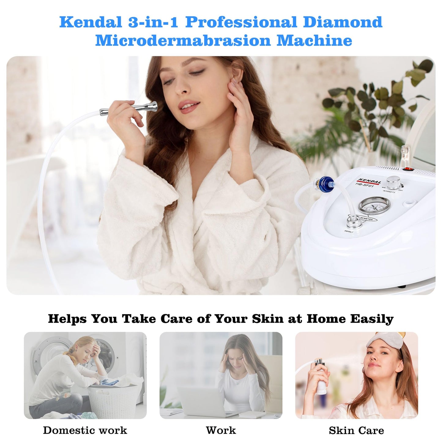 Diamond Microdermabrasion Machine, Kendal Professional Dermabrasion Facial Spray Skin Care Device, Vacuum Blackhead Removal and Spray Moisturizer, Esthetician Supplies, Also for Home Skin Care