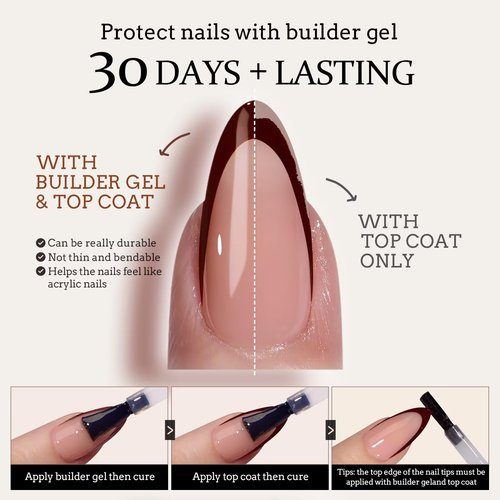 BTArtboxnails XCOATTIPS French Tip Press on Nails - Red French Tip Nails Almond, French Press on Nails Short, Soak Off Soft Gel Nail Extension 160Pcs