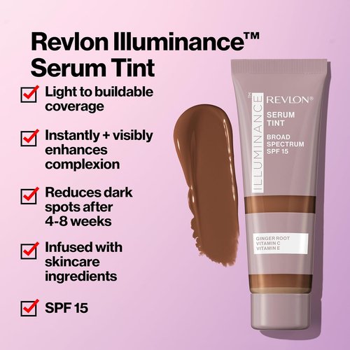 Revlon Illuminance Tinted Serum - Triple Hyaluronic Acid for Even Skin Tone & All-Day Hydration | SPF 15, 201 Creamy Natural, 0.94 fl oz