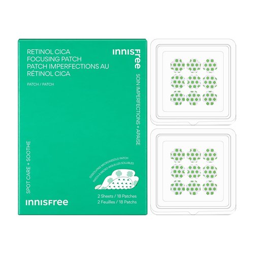 Innisfree Retinol Cica Focusing Patch - Korean Hydrocolloid Acne Treatment with Salicylic & Hyaluronic Acid | 1 or 2 Pack
