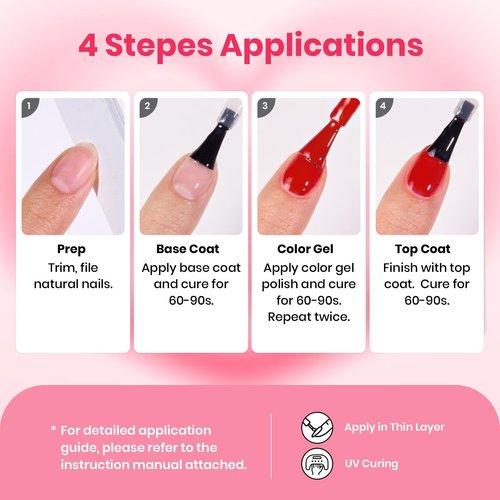 Beetles 30 Pcs Gel Nail Polish Kit with U V Light - 6 Colors Red Cat Eye Gel Polish Set Pink Jelly Glitter Sweet Date Collection with Heart Magnet Manicure DIY Salon Gifts for Mom Women Teens Girls
