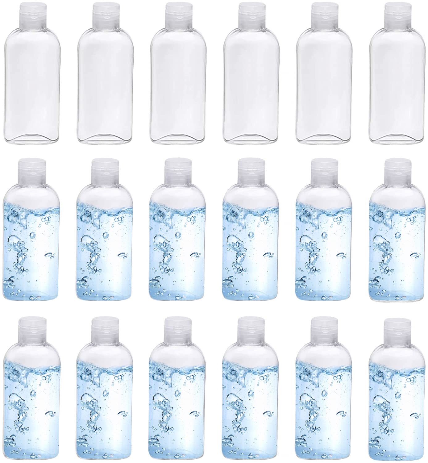 Kitchen GIMS Clear Plastic Empty Squeeze Bottles 18 Pack 3.4oz/100ml with Flip Cap TSA Travel Bottle for Shampoo, Conditioner & Lotion (18 Counts)