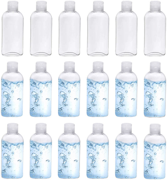 Kitchen GIMS Clear Plastic Empty Squeeze Bottles 18 Pack 3.4oz/100ml with Flip Cap TSA Travel Bottle for Shampoo, Conditioner & Lotion (18 Counts)