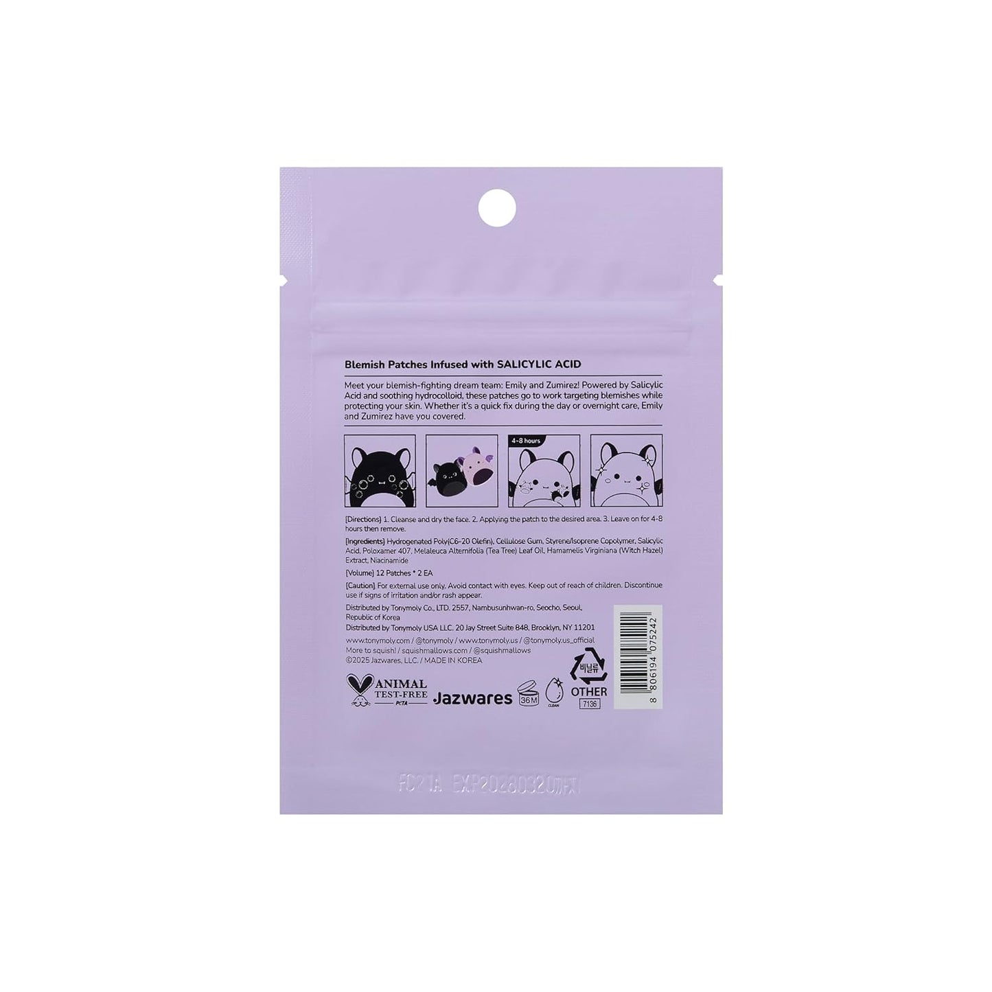 TONYMOLY Blemish Patches - Halloween Emily & Zumirez the Bat - Hydrocolloid Acne Treatment, 24 Count