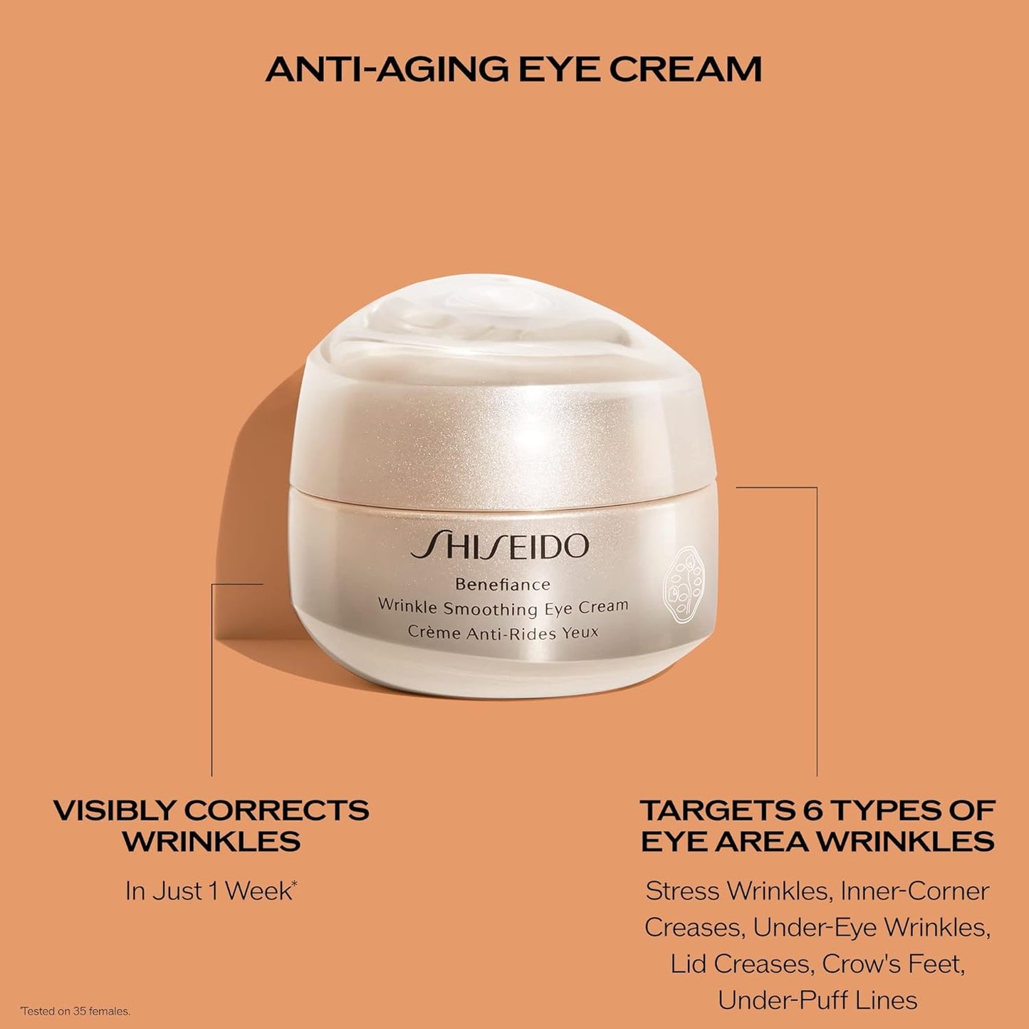 Shiseido Benefiance Eye Cream - Visibly Smooths Wrinkles & Reduces Dark Circles | 15 mL, 48-Hour Hydration