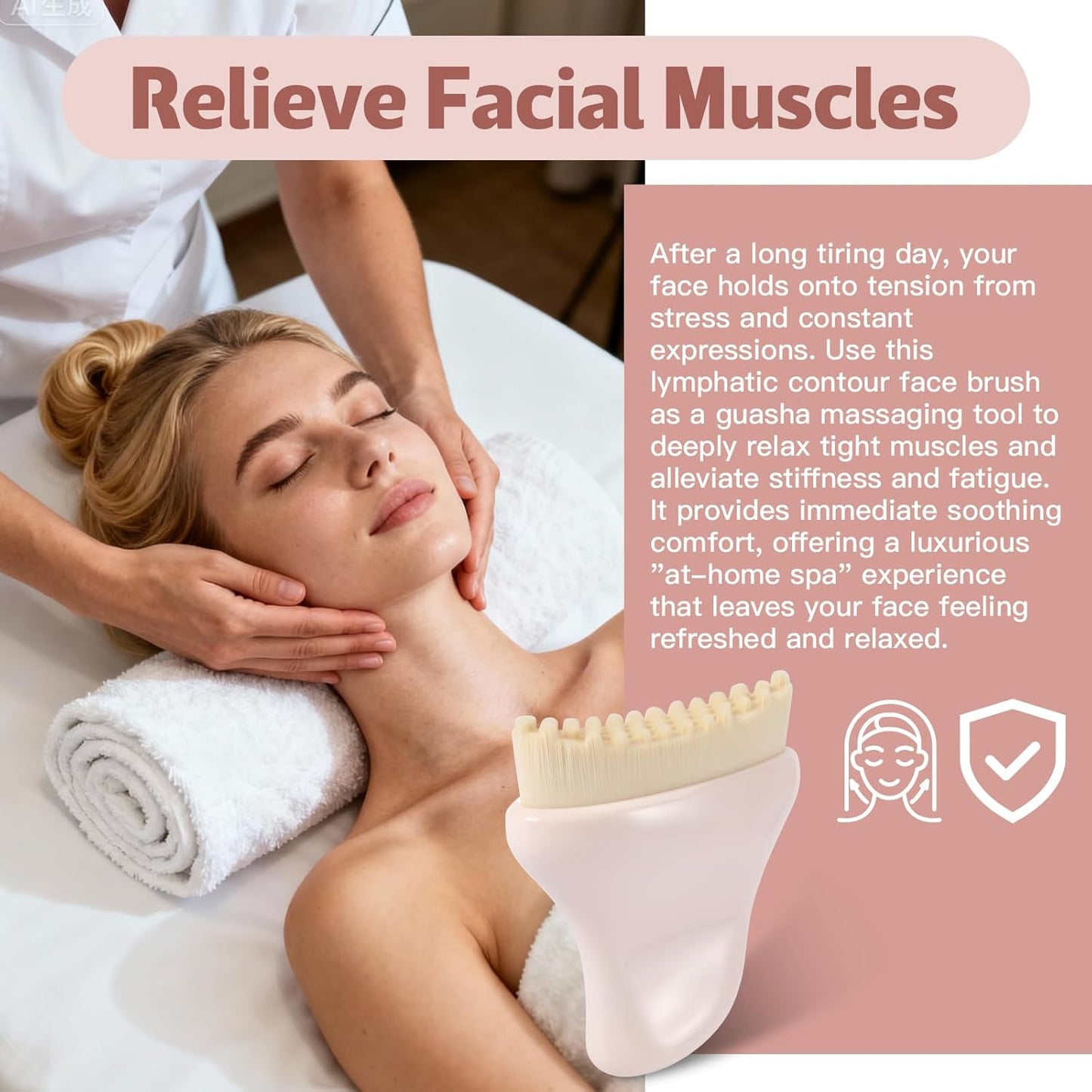 Skiennix Lymphatic Contour Face Brush - Sculpting Gua Sha Tool for De-Puffing & Radiant Skin