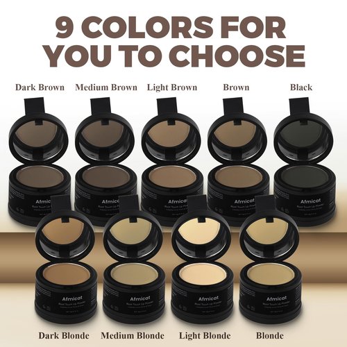 Instant Hairline Powder, Root Touch Up Hair Color for Gray Coverage and Thinning Hair, Root Cover Up Conceals Hair Loss & Bald Spots, Natural and Non-Greasy Hair Color for Women & Men, Light-Brown