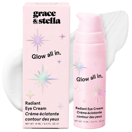 grace & stella Under Eye Cream Anti Aging - Brigthening Cream with Retinol & Caffeine - Reduce Dark Circles, Wrinkles, Puffiness - with Niacinamide, Peptides - Vegan Skincare - Free(0.5 fl.oz / 15ml)