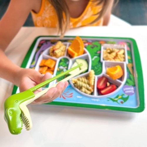 Genuine Fred MUNCHTIME T-Rex Dinosaur Chopsticks - Fun, Interactive Design for Picky Eaters - Reusable Kids' Gift