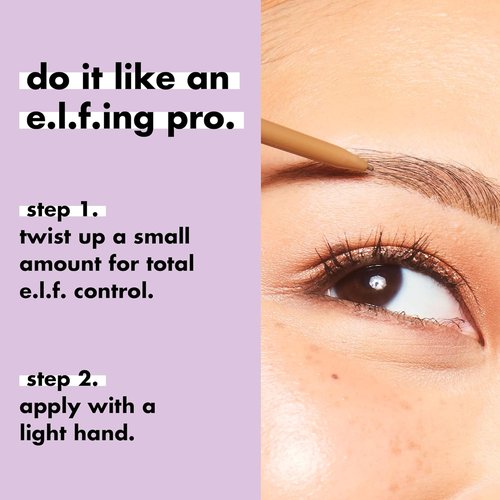 e.l.f. Micro-Fine Brow Pencil - Waterproof Brow Color & Spoolie for Natural Feathered Finish | Vegan, Taupe