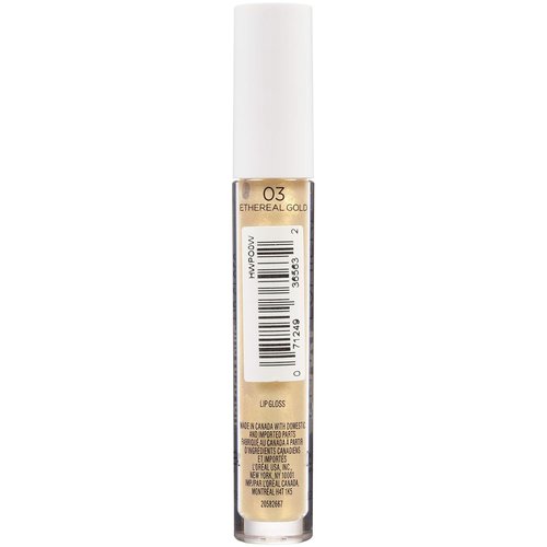 L'Oreal Paris Holographic Lip Gloss - Iridescent Pearls for Ethereal Shine | Gold, 0.1 fl oz