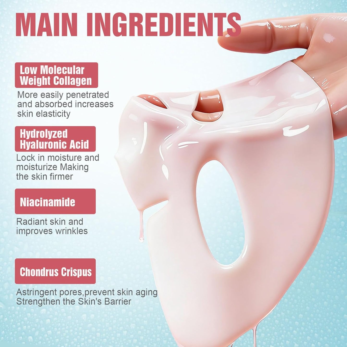 Skiennix Deep Collagen Face Mask - Hydrating Hydrogel for Firmness & Elasticity | 40g x 5 Pack