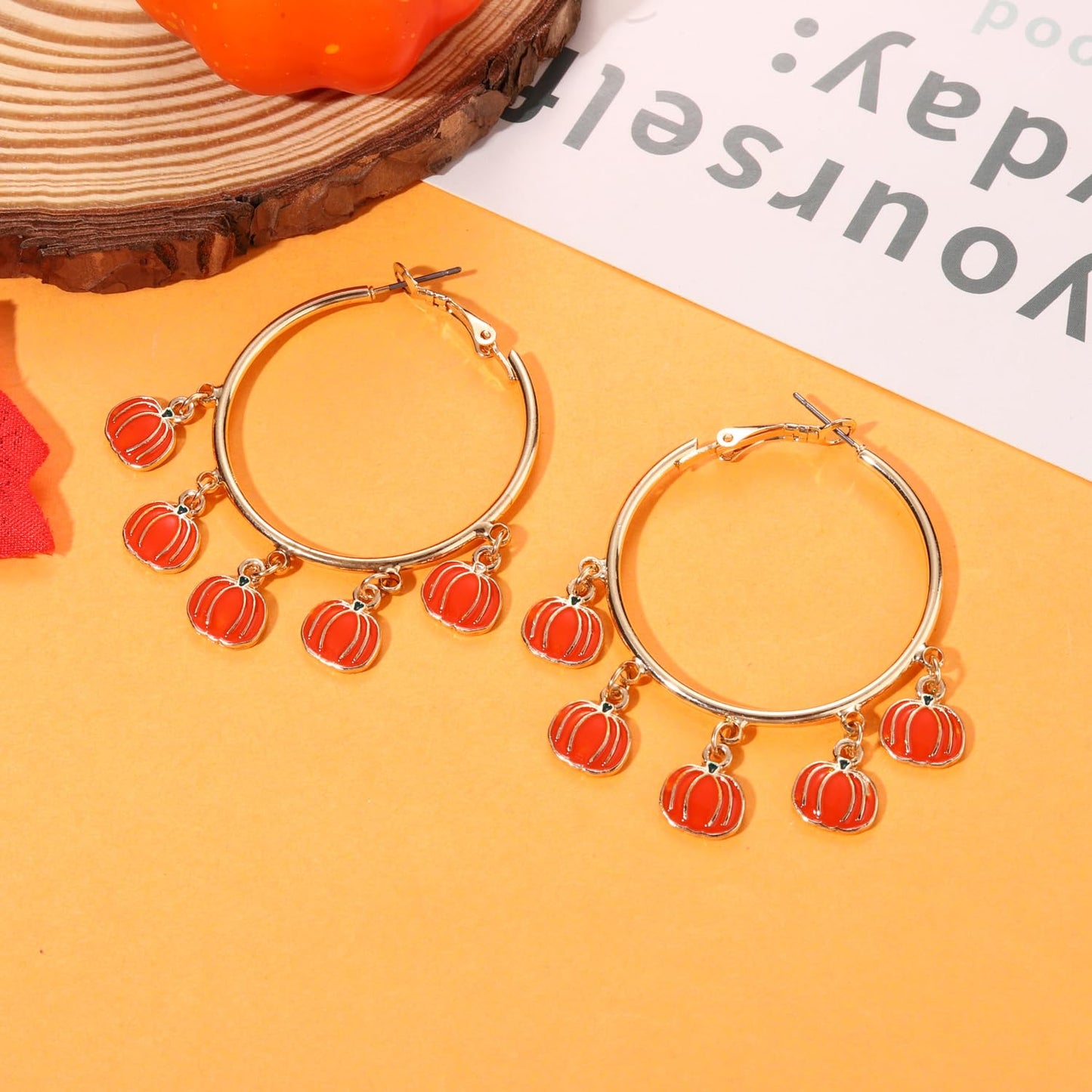 Thanksgiving Earrings for Women Cute Turkey Pumpkin Earrings Fall Maple Leaf Squirrel Corn Earrings Statement Festive Hoop Earrings Turkey Day Accessory Jewelry Gifts (Thanksgiving Pumpkin)